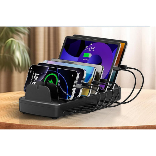 510W 10-Port Charging Station for Multiple Devices with 8 Cables