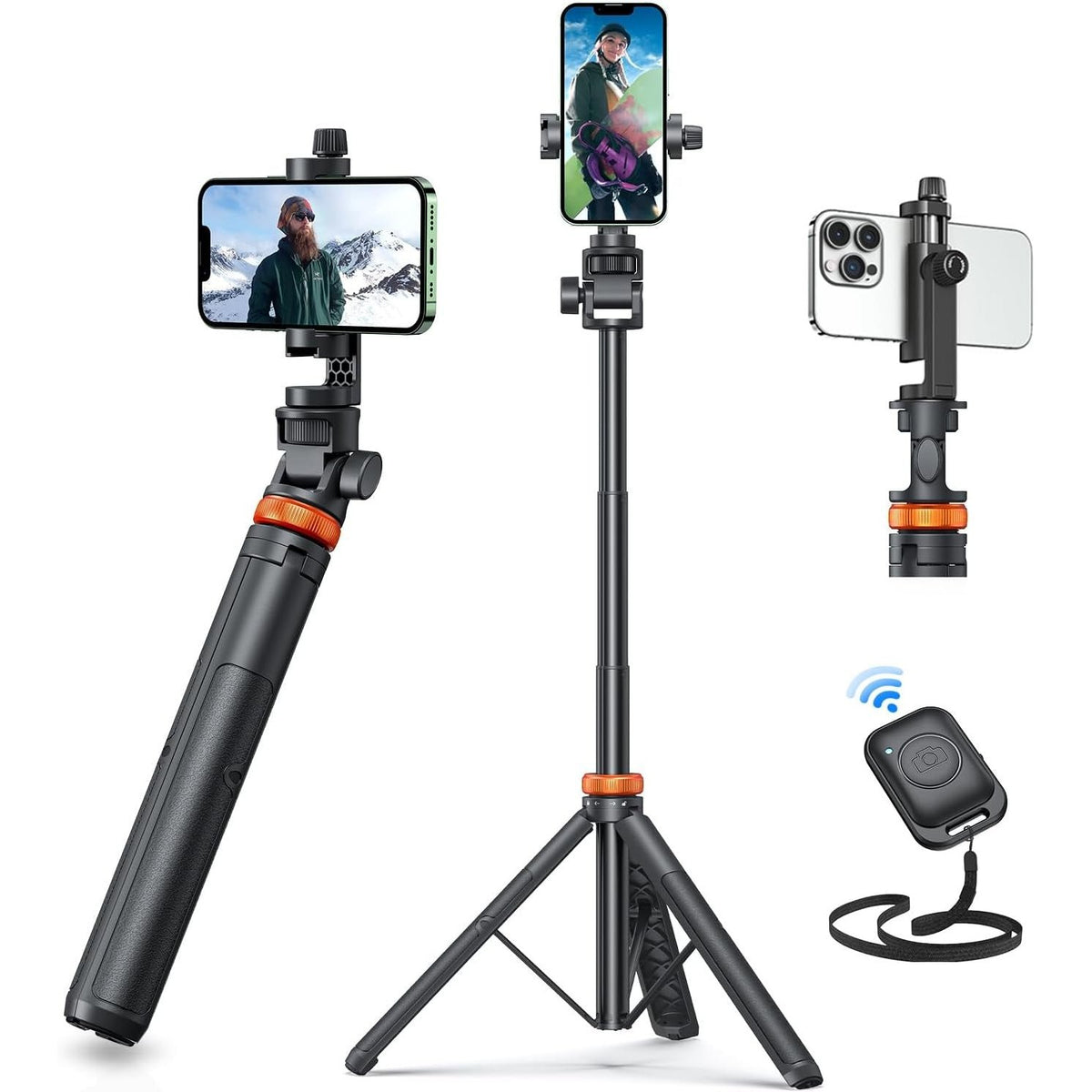 62-Inch Extendable Phone Tripod & Selfie Stick with Wireless Remote
