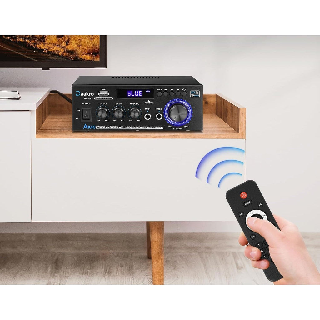Bluetooth 5.1 Stereo Audio Amplifier, 2-Channel Home Receiver with Remote