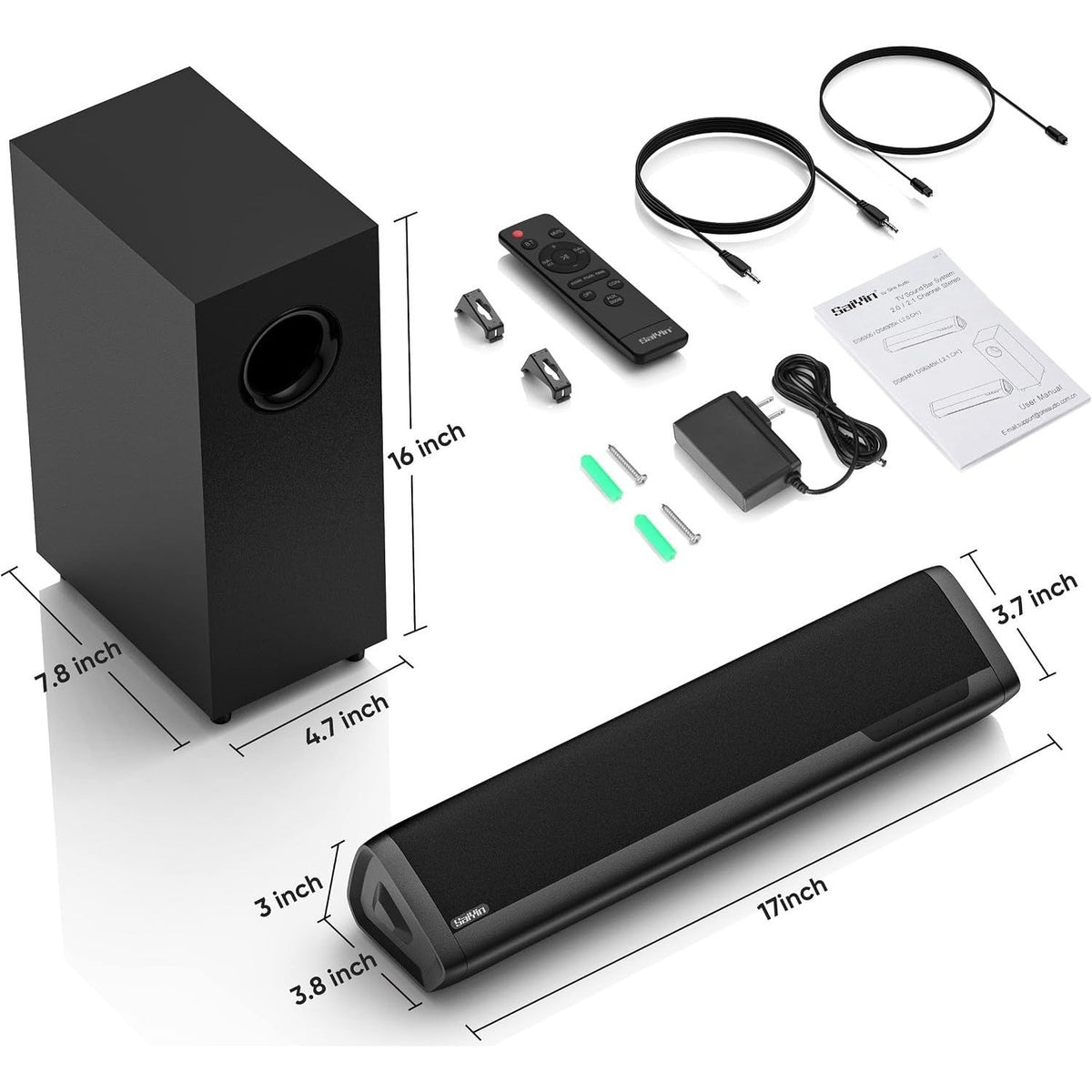 Sound Bar with Subwoofer, Home Theater Surround System for TV & PC