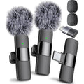 Wireless Lavalier Mini Microphone 2-Pack for iPhone & Android