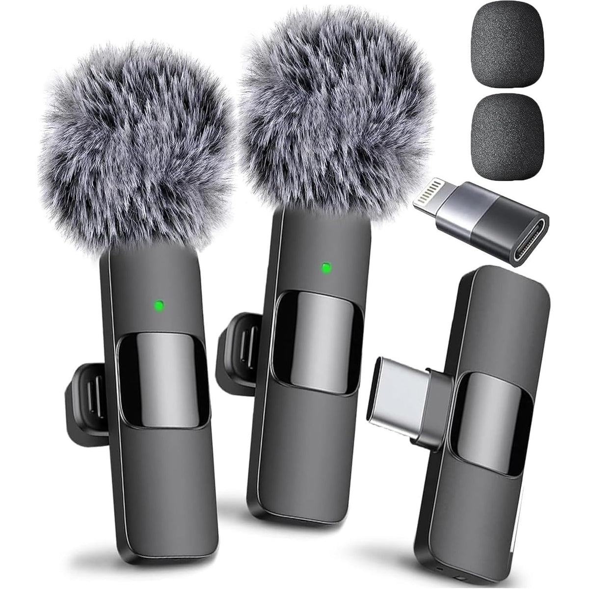 Wireless Lavalier Mini Microphone 2-Pack for iPhone & Android