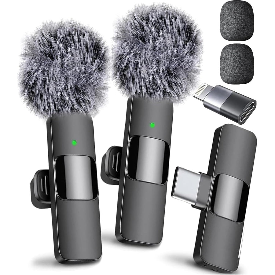 Wireless Lavalier Mini Microphone 2-Pack for iPhone & Android